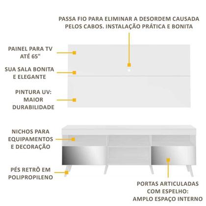 Imagem de Rack com Painel TV 65" Retrô com Espelho Flórida Multimóveis V3138