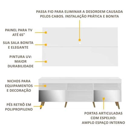Imagem de Rack com Painel TV 65" Retrô com Espelho Flórida Multimóveis V3138