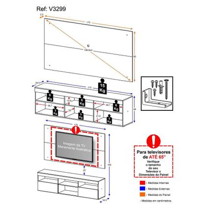 Imagem de Rack com Painel TV 65" Suspenso Flórida Multimóveis V3299