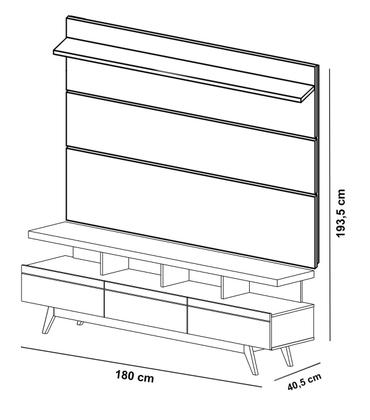 Imagem de Rack com Painel Vivare Wood 1.8 Off White com Freijó - Germai Móveis