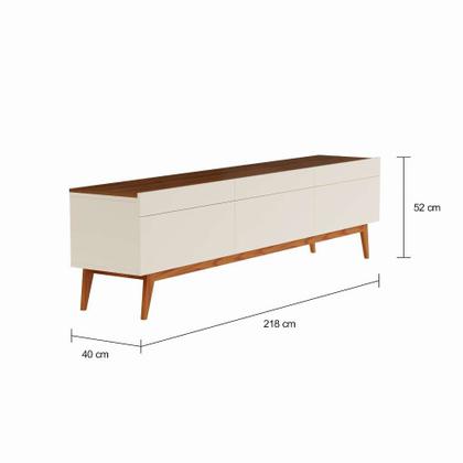 Rack Coventry I 3 GV Off White com Freijó Touch 218 cm - Mobly Imagem de Rack Coventry I 3 GV Off White com Freijó Touch 218 cm