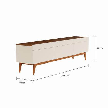 Imagem de Rack Coventry I 3 GV Off White com Freijó Touch 218 cm