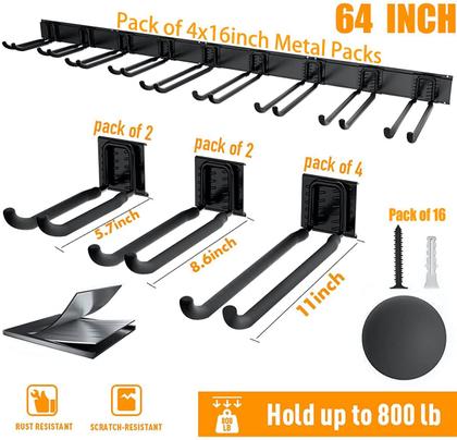 Imagem de Rack de armazenamento de ferramentas TORACK, aço, suporte de parede, capacidade de 363 kg