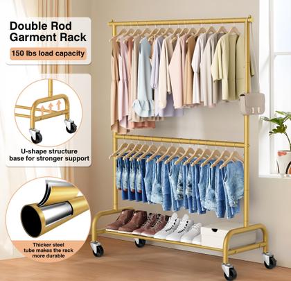 Imagem de Rack de roupas MISSLO Gold Double Metal Rolling 196x107x39cm