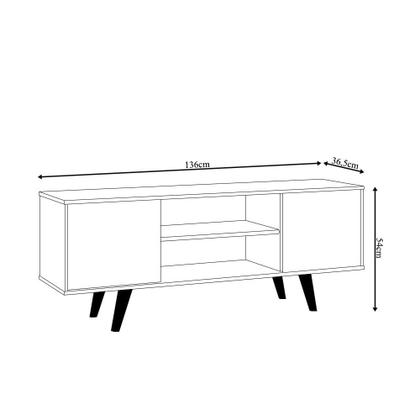Imagem de Rack Decorativo Barca 2 Portas Deslizantes até 50 Calacata/OffWhite G97 - Gran Belo