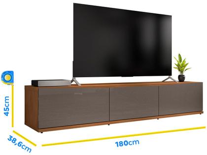 Imagem de Rack Eros 1.80 Cinza Perola Noce 1 Gavetas Casa D Móveis Sala