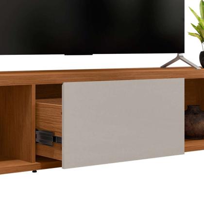 Rack Eros 2 PT 1 GV Cedro e Off White 180 cm - Modern Imagem de Rack Eros 2 PT 1 GV Cedro e Off White 180 cm