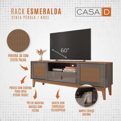 Rack Esmeralda Cinza Pérola e Noce 160 cm - Casa D Imagem de Rack Esmeralda Cinza Pérola e Noce 160 cm