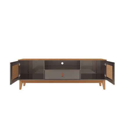 Rack Esmeralda Cinza Pérola e Noce 160 cm - Casa D Imagem de Rack Esmeralda Cinza Pérola e Noce 160 cm