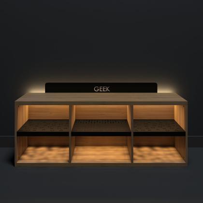 Imagem de Rack Estante Bancada Gamer Geek Madeira Com Metal Com Led Incluso