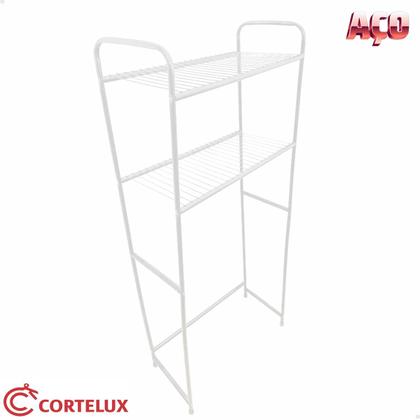 Imagem de Rack Estante Lavanderia Maquina de Lavar Branco Organizaçao Prateleira Aço Cortelux