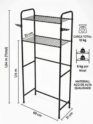 Imagem de Rack Estante Lavanderia Maquina de Lavar Organizaçao Prateleira Aço Maxeb