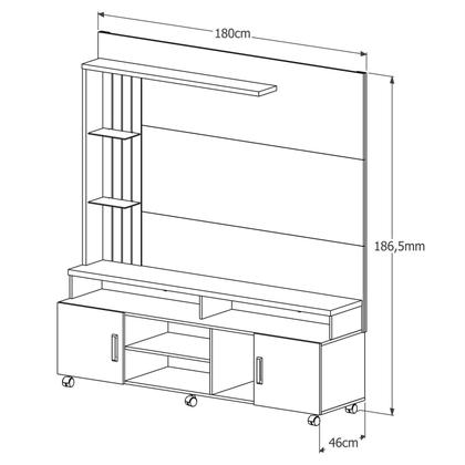 Imagem de Rack Estante para TV 65" Home Ocean com Rodizios Off White/ Canela