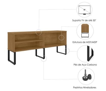 Imagem de Rack Estilo Industrial Sala de Estar Moderno Resistente com Prateleiras