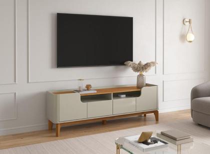Imagem de Rack FL Estilo Retrô 1.80m Para TV Até 75'' Cor Off White / Cinamomo