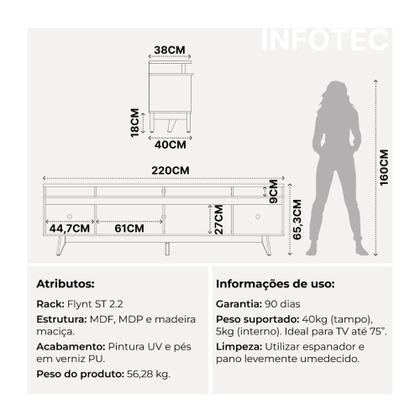 Imagem de Rack Flynt ST 219 cm Canella com Off White Fosco