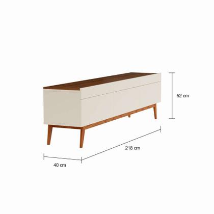 Rack Glasgow I 3 GV Off White com Freijó Touch 218 cm - Mobly Imagem de Rack Glasgow I 3 GV Off White com Freijó Touch 218 cm