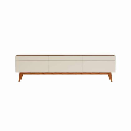 Rack Glasgow I 3 GV Off White com Freijó Touch 218 cm - Mobly Imagem de Rack Glasgow I 3 GV Off White com Freijó Touch 218 cm