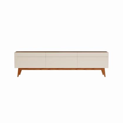 Rack Glasgow I 3 GV Off White com Freijó Touch 218 cm - Mobly Imagem de Rack Glasgow I 3 GV Off White com Freijó Touch 218 cm