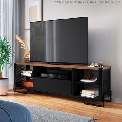 Imagem de Rack Industrial 180 Cm Gaveta E Tela Em Metal 1017 Preto Mell PP