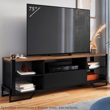 Imagem de Rack Industrial 180 Cm Gaveta E Tela Em Metal 1017 Preto Mell PP