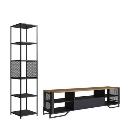 Imagem de Rack Industrial para TV até 60 Polegadas 5 Nichos com Estante Telada Preto