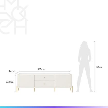 Imagem de Rack Jasper 185 cm - Off White Fosco c/ Dourado