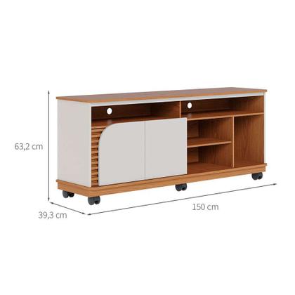 Rack Jurerê 2 PT Freijó e Off White 150 cm - Modern Imagem de Rack Jurerê 2 PT Freijó e Off White 150 cm