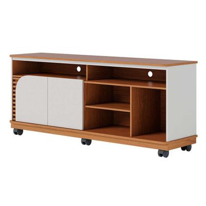 Rack Jurerê 2 PT Freijó e Off White 150 cm - Modern Imagem de Rack Jurerê 2 PT Freijó e Off White 150 cm