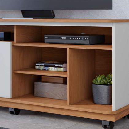 Rack Jurerê 2 PT Freijó e Off White 150 cm - Modern Imagem de Rack Jurerê 2 PT Freijó e Off White 150 cm