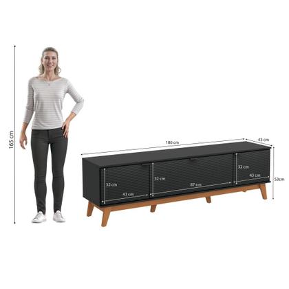 Imagem de Rack Kappesberg 3 Portas 3D Preto Fosco 180cm