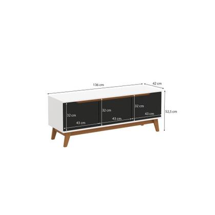 Imagem de Rack Kappesberg 3 Portas Branco/preto Fosco 136 Cm