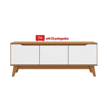 Imagem de Rack Kappesberg 3 Portas Canela/Branco 136cm