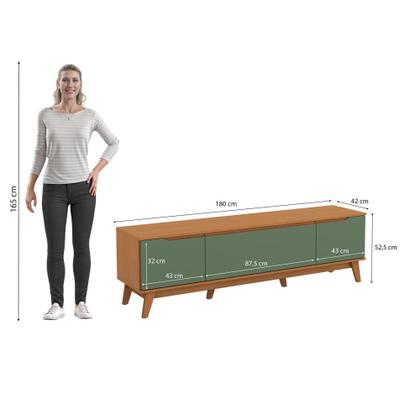 Imagem de Rack Kappesberg 3 Portas Canela/Verde Oliva 180cm