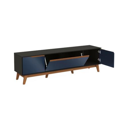 Imagem de Rack Kappesberg 3 Portas Preto Fosco/Azul Profundo 180cm