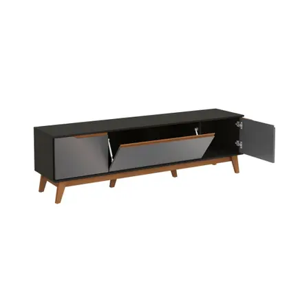 Imagem de Rack Kappesberg 3 Portas Preto Fosco/Chumbo 180cm