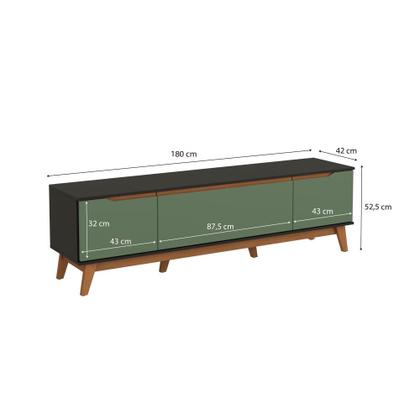 Imagem de Rack Kappesberg 3 Portas Preto Fosco/Verde Oliva 180cm