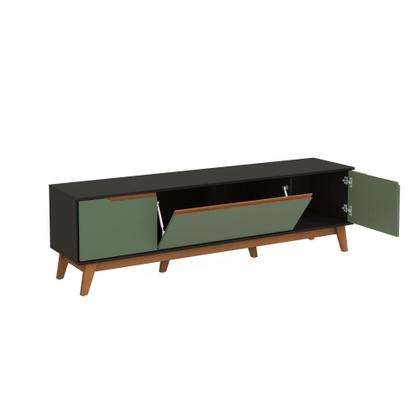 Imagem de Rack Kappesberg 3 Portas Preto Fosco/Verde Oliva 180cm