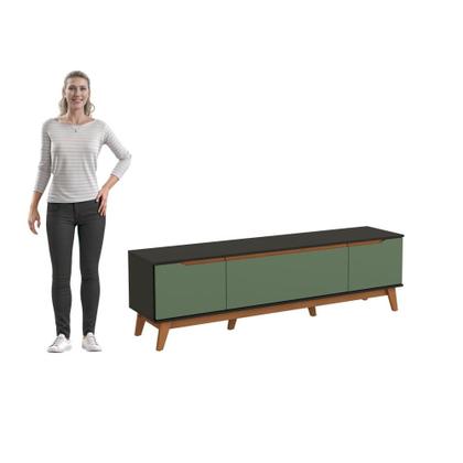 Imagem de Rack Kappesberg 3 Portas Preto Fosco/Verde Oliva 180cm