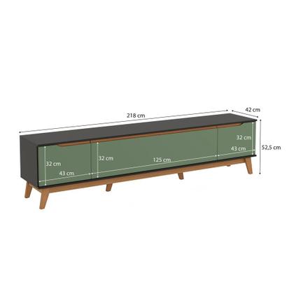 Imagem de Rack Kappesberg 3 Portas Preto Fosco/Verde Oliva 218cm