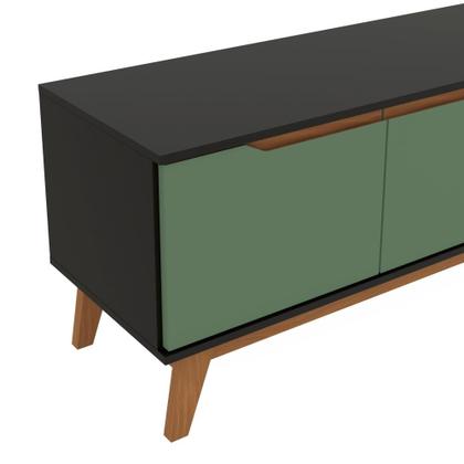 Imagem de Rack Kappesberg 3 Portas Preto Fosco/Verde Oliva 218cm