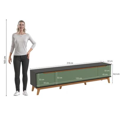Imagem de Rack Kappesberg 3 Portas Preto Fosco/Verde Oliva 218cm