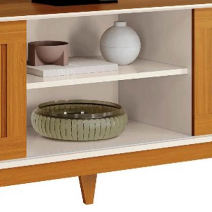 Imagem de Rack King para Tv Até 65 Polegadas 2 Portas Ripado em Impressão 3d Edn Cor Cedro Off White