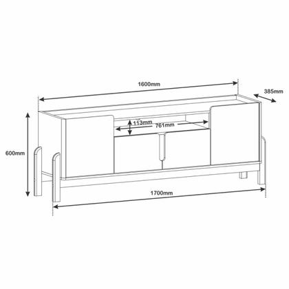 Imagem de Rack Lizz 170cm 4 Portas e Prateleiras Off White Cedro