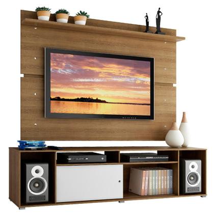 Imagem de Rack Madesa Cancun e Painel para TV até 65 Polegadas - Rustic/Rustic/Branco