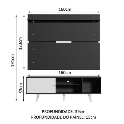 Imagem de Rack Madesa Dubai e Painel para até 65 Polegadas com Pés