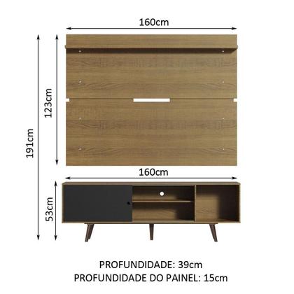 Imagem de Rack Madesa Dubai e Painel para até 65 Polegadas com Pés