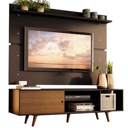 Imagem de Rack Madesa Dubai e Painel para TV até 65 Polegadas com Pés - Preto/Rustic D8D8