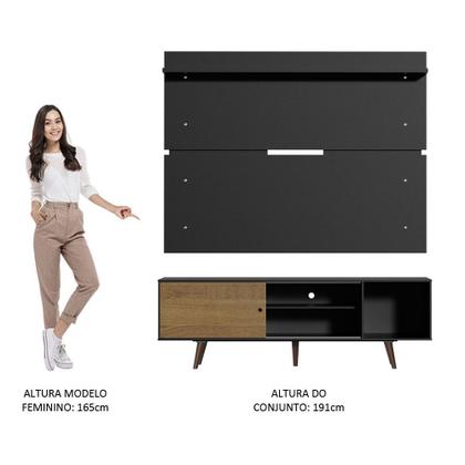 Imagem de Rack Madesa Dubai e Painel para TV até 65 Polegadas com Pés - Preto/Rustic D8D8