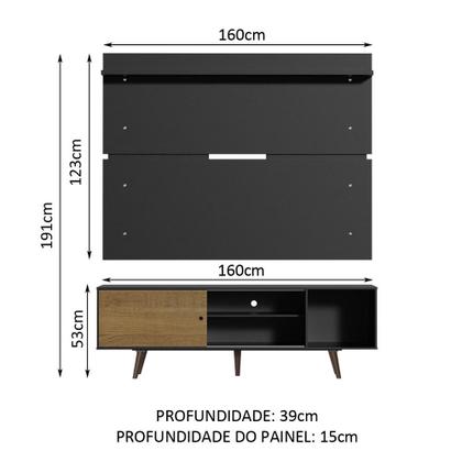 Imagem de Rack Madesa Dubai e Painel para TV até 65 Polegadas com Pés - Preto/Rustic D8D8